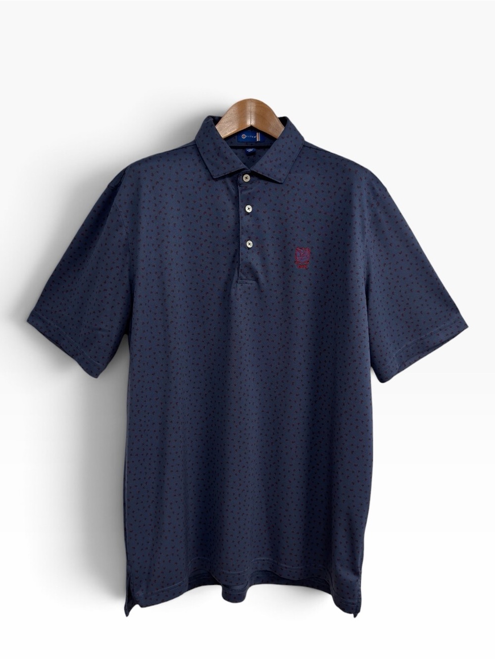 Stitch Golf Performance Polo Blue Bird 1898 Print Stretch Pique Men’s Large L